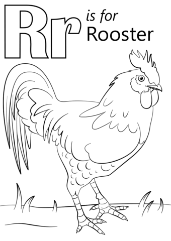 Letter R Is For Rooster Coloring Page